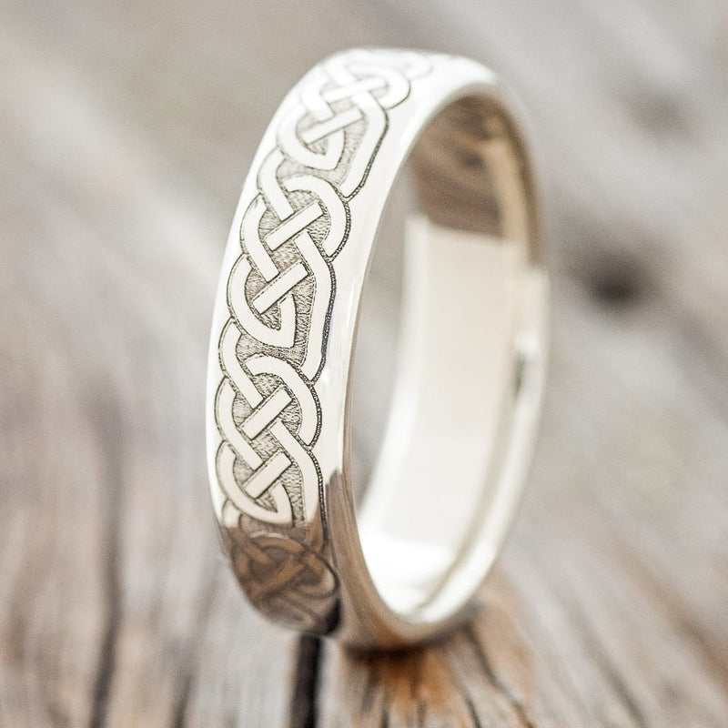 CELTIC DARA KNOT ENGRAVED WEDDING RING FEATURING A 14K GOLD BAND-1