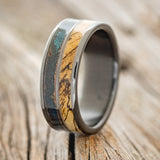 "DYAD" - SPALTED MAPLE WOOD & PATINA COPPER WEDDING BAND-1