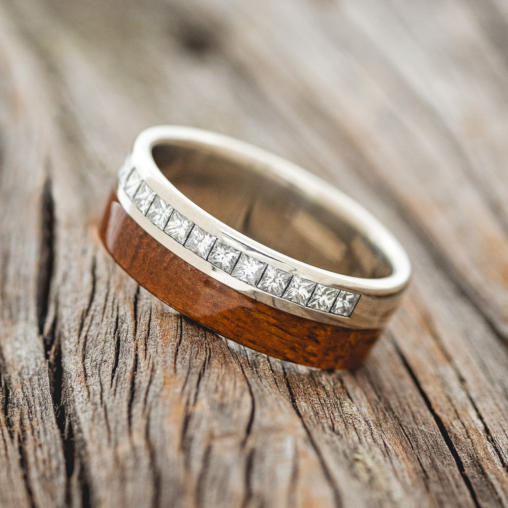 Koa Wood Engraved Wooden Rings Koa Wood Diamond Men's