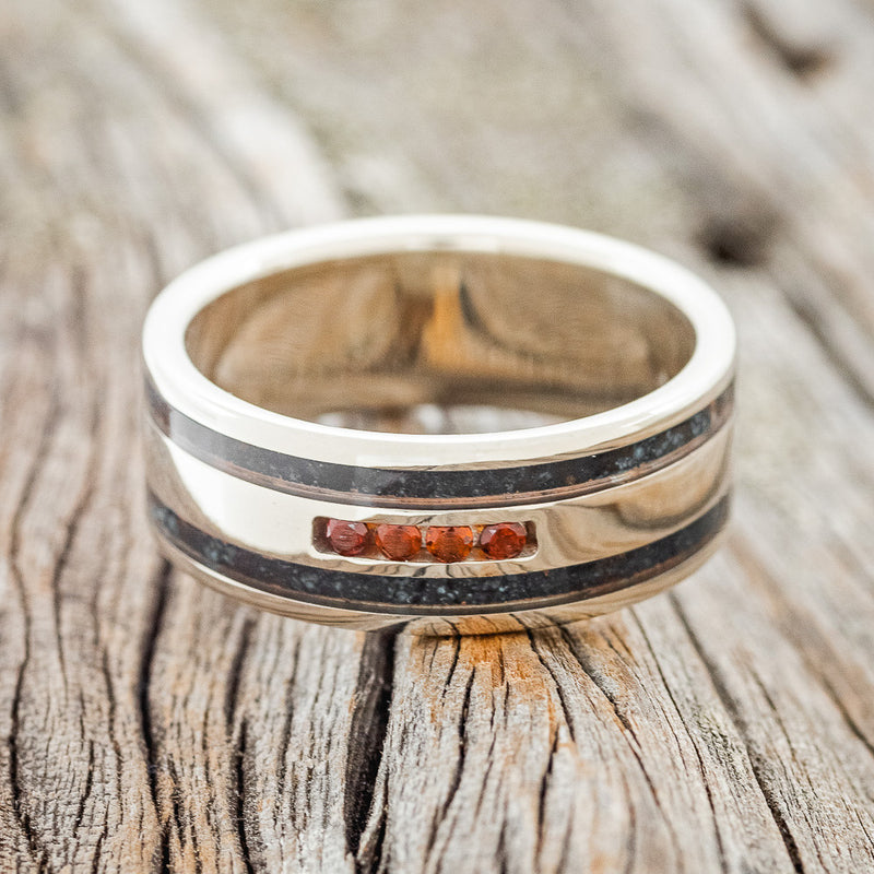 "RYDER" - PATINA COPPER & GARNET WEDDING RING-3