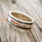 "RYDER" - PATINA COPPER & GARNET WEDDING RING-2