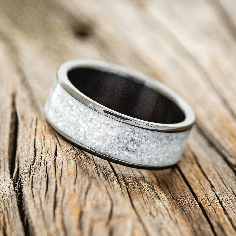 "RAINIER" - DIAMOND DUST WEDDING RING - BLACK ZIRCONIUM - SIZE 12 1/2-2
