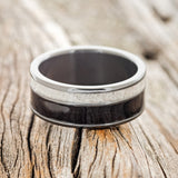 "RAPTOR" - AFRICAN BLACK WOOD & ANTLER WEDDING BAND - READY TO SHIP-3