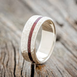 "VERTIGO" - PURPLEHEART WOOD WEDDING BAND WITH HAMMERED FINISH-7