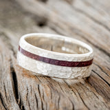 "VERTIGO" - PURPLEHEART WOOD WEDDING BAND WITH HAMMERED FINISH-8