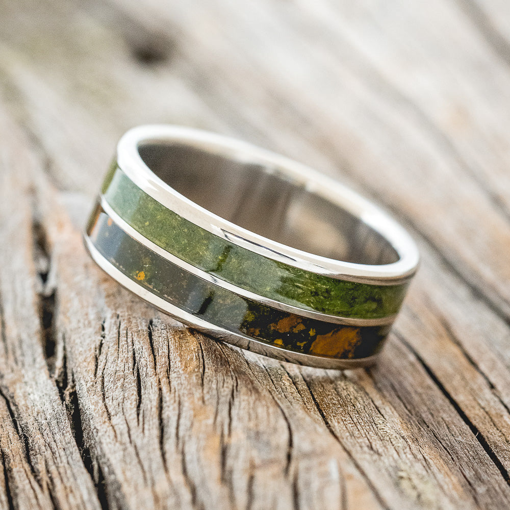 "DYAD" - MOSS & MOSSY PATINA COPPER WEDDING BAND-2