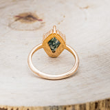 "STEVIE" - KITE CUT MOSS AGATE ENGAGEMENT RING WITH DIAMOND HALO-6