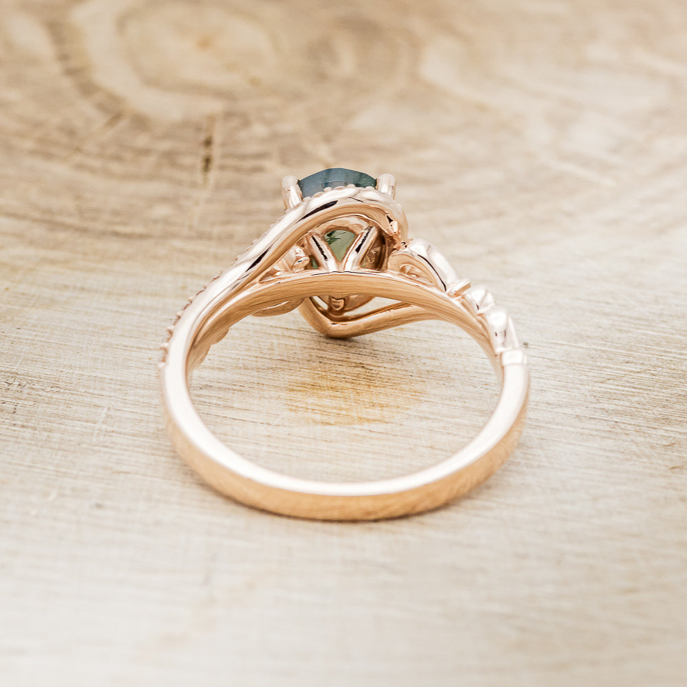 "SCARLET" - PEAR-SHAPED MOSS AGATE ENGAGEMENT RING WITH DIAMOND ACCENTS-6