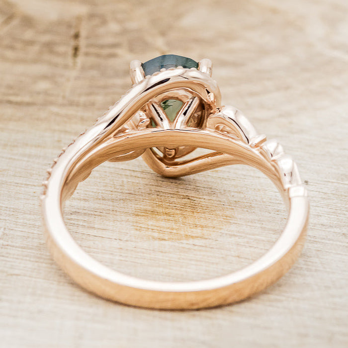 "SCARLET" - PEAR-SHAPED MOSS AGATE ENGAGEMENT RING WITH DIAMOND ACCENTS-6