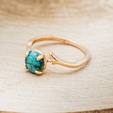 "ARTEMIS" - ROUND CUT TURQUOISE ENGAGEMENT RING WITH AN ANTLER-STYLE STACKING BAND