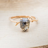"ARTEMIS" - SHIELD CUT SALT & PEPPER DIAMOND WEDDING BAND WITH AN ANTLER-STYLE TRACER