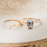 "ARTEMIS" - SHIELD CUT SALT & PEPPER DIAMOND WEDDING BAND WITH AN ANTLER-STYLE TRACER