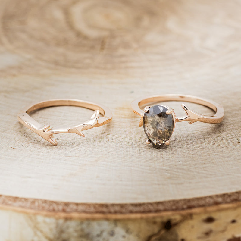 "ARTEMIS" - ENGAGEMENT RING WITH ANTLER-STYLE STACKING BAND - MOUNTING ONLY - SELECT YOUR OWN STONE-6