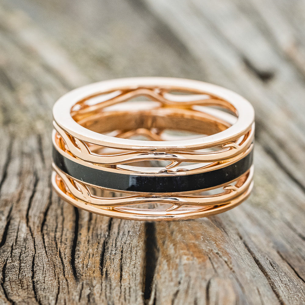 MEN'S "ARTEMIS" - JET STONE WEDDING RING FEATURING A 14K GOLD BAND-3