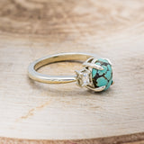 "PRESLEY" - OVAL TURQUOISE ENGAGEMENT RING WITH BAGUETTE DIAMOND ACCENTS-2