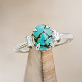 "PRESLEY" - OVAL TURQUOISE ENGAGEMENT RING WITH BAGUETTE DIAMOND ACCENTS-1