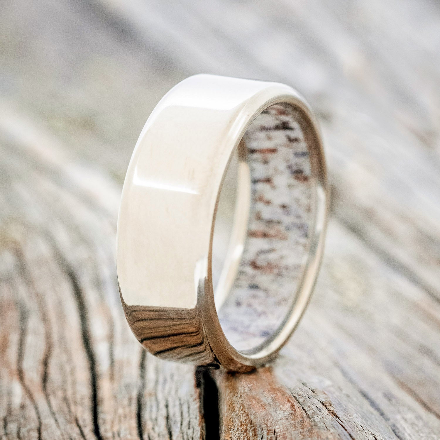 MATCHING SET OF ANTLER LINED WEDDING BANDS-2