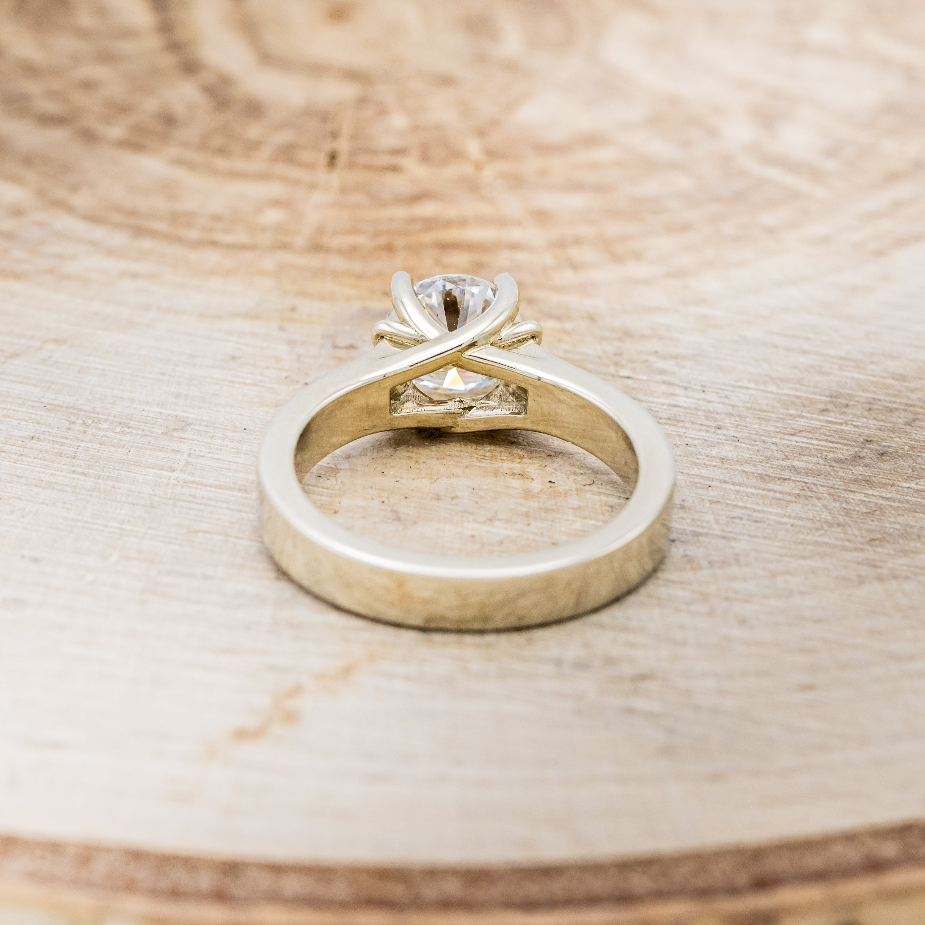 "FAWN" - ROUND CUT MOISSANITE ANTLER PRONGED ENGAGEMENT RING WITH ANTLER & TURQUOISE INLAYS-6