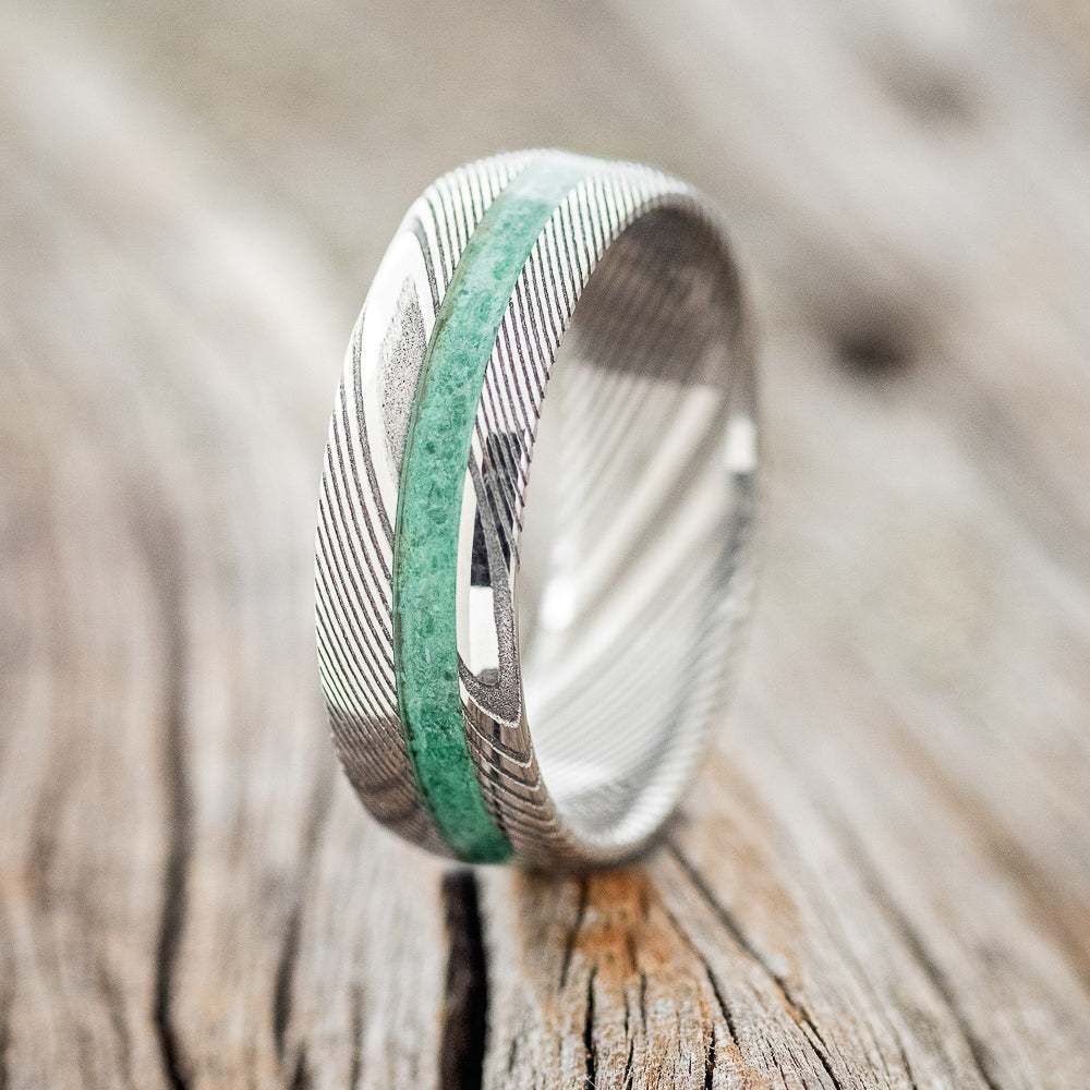 "VERTIGO" - DOMED MALACHITE WEDDING BAND - READY TO SHIP-4