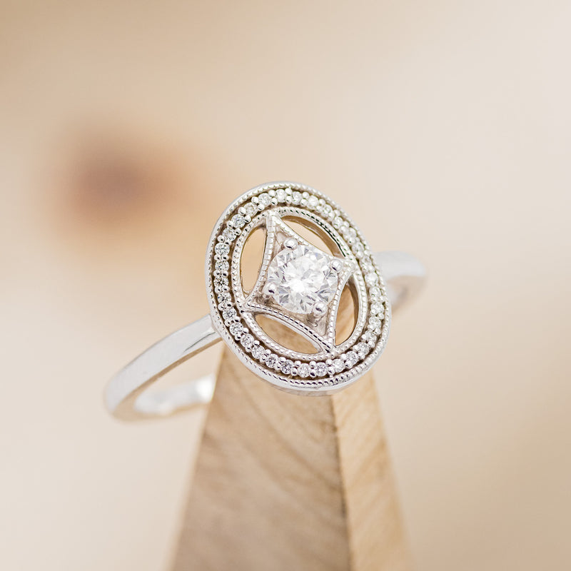 "LEVINA" - ROUND CUT DIAMOND ENGAGEMENT RING WITH DIAMOND HALO-7