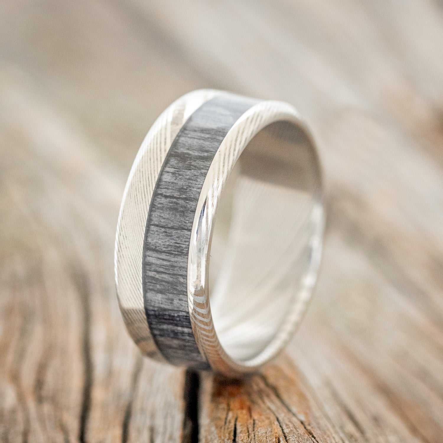 "TANNER" - GREY BIRCH WOOD WEDDING RING-4