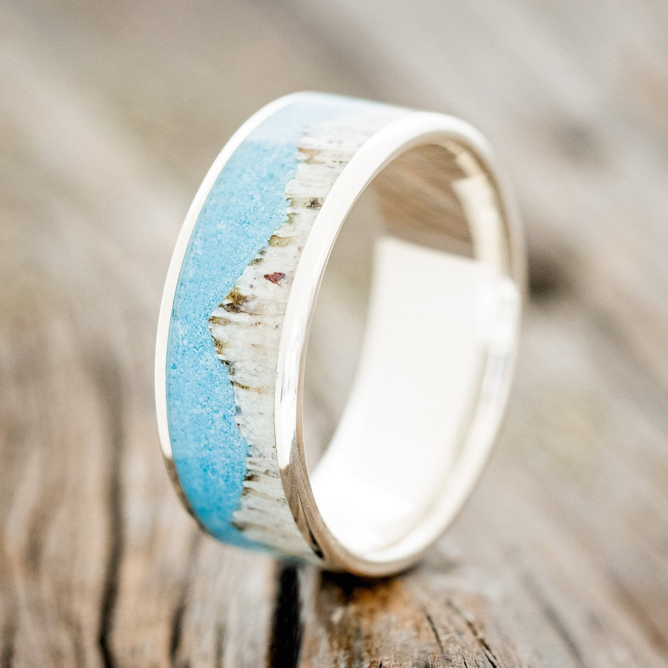 "HELIOS" - TURQUOISE & ANTLER WEDDING BAND-2