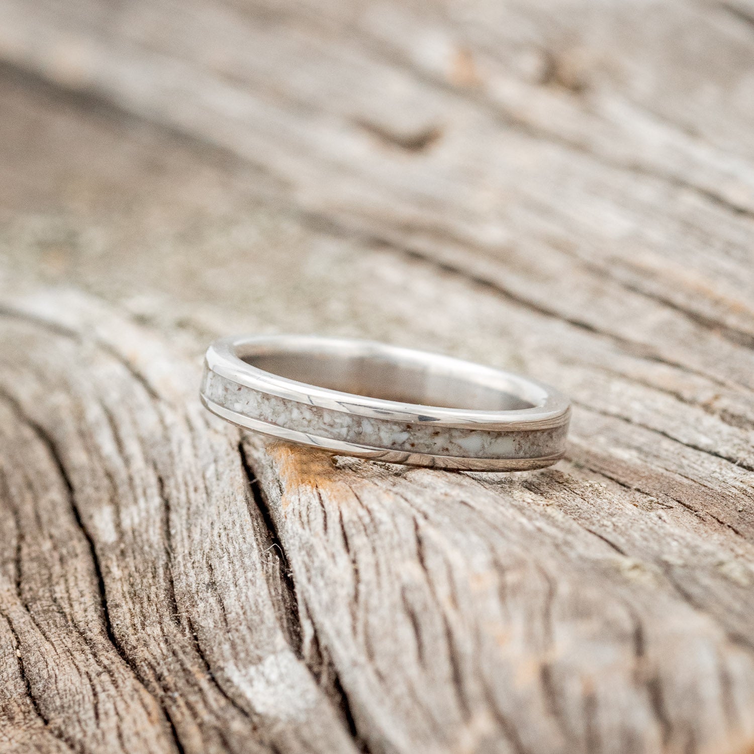 "ETERNA" - ELK TOOTH IVORY STACKING WEDDING BAND-2