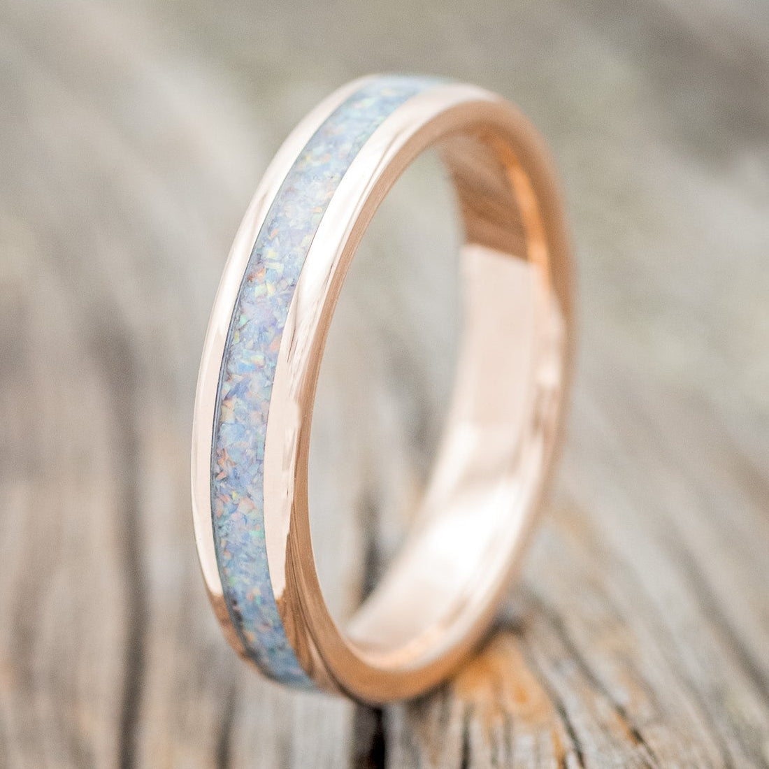 "PERENNA" - FIRE & ICE OPAL 14K GOLD STACKING BAND-4