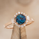 "CORALIE" - ROUND CUT LAB-GROWN ALEXANDRITE ENGAGEMENT RING WITH A DIAMOND HALO-1