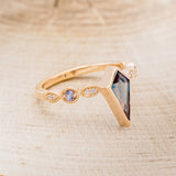 "BIANCA" - BRIDAL SUITE - KITE CUT LAB-GROWN ALEXANDRITE ENGAGEMENT RING WITH ALEXANDRITE & DIAMOND ACCENTS-5