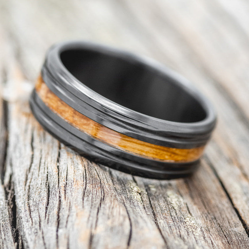 "AUSTIN" - WHISKEY BARREL OAK WEDDING RING-2
