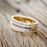 "RYDER" - BLACK DIAMONDS & ANTLER INLAYS WEDDING BAND-2