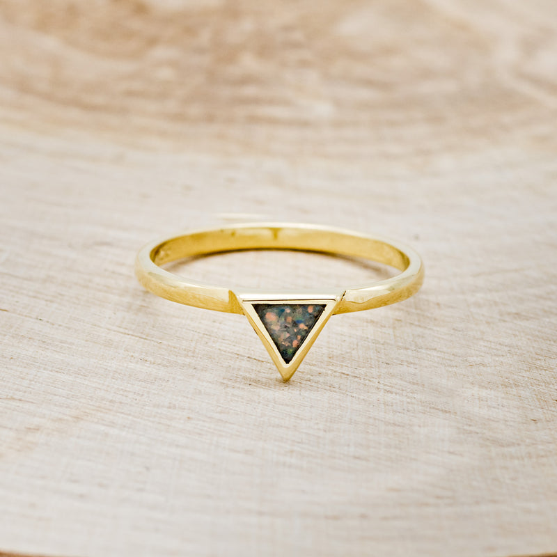 "MERA" - BLACK FIRE OPAL TRIANGLE STACKING BAND-4