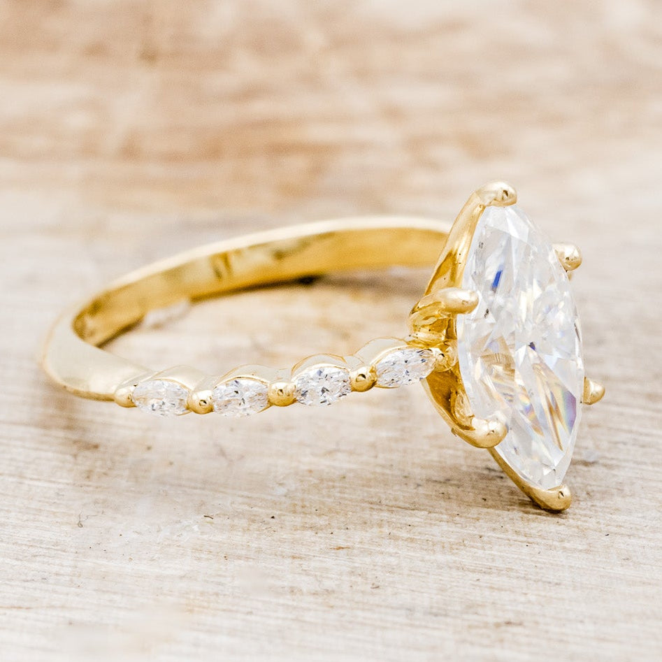 "ROMY" - MARQUISE CUT MOISSANITE ENGAGEMENT RING WITH DIAMOND ACCENTS-2