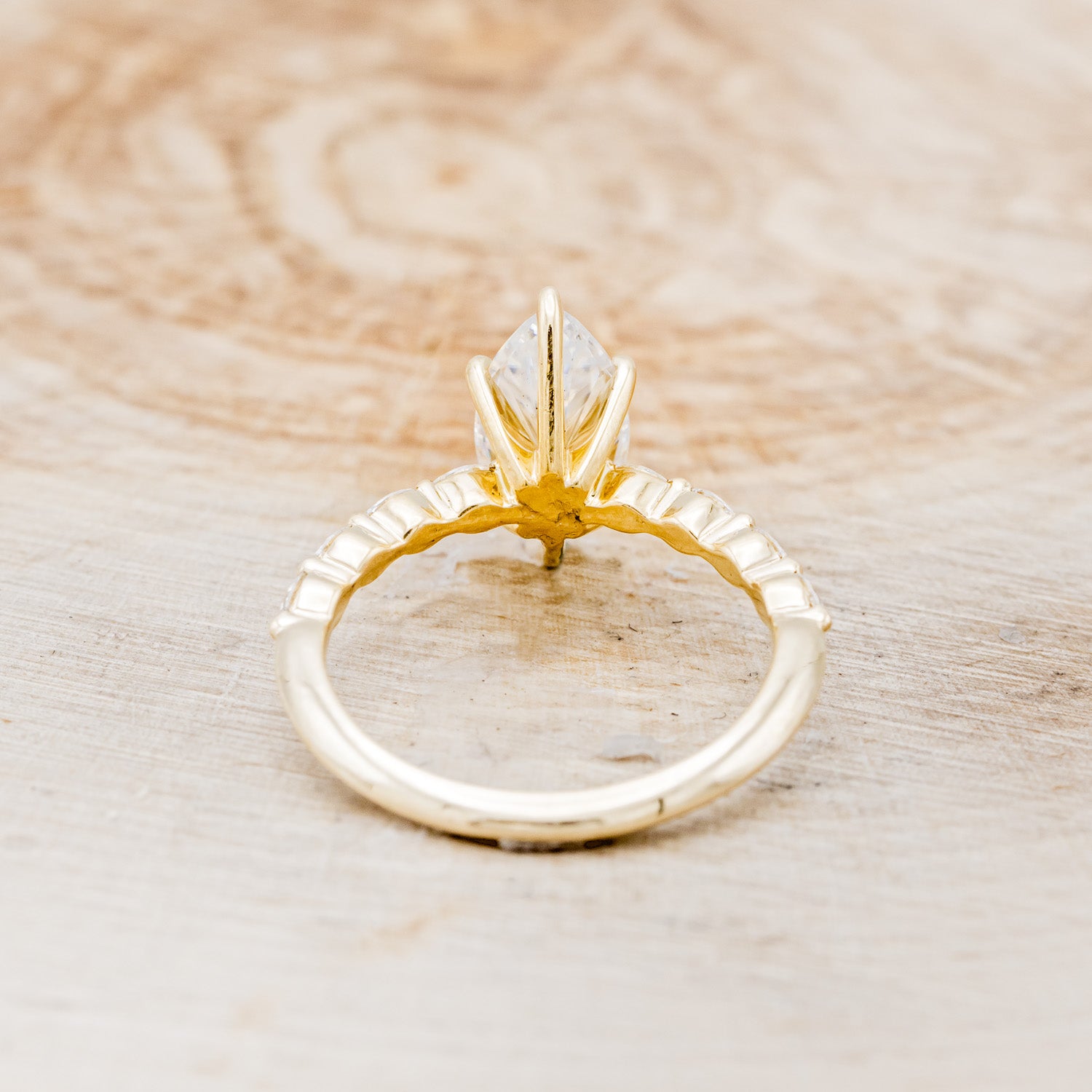 "ROMY" - MARQUISE CUT MOISSANITE ENGAGEMENT RING WITH DIAMOND ACCENTS-6