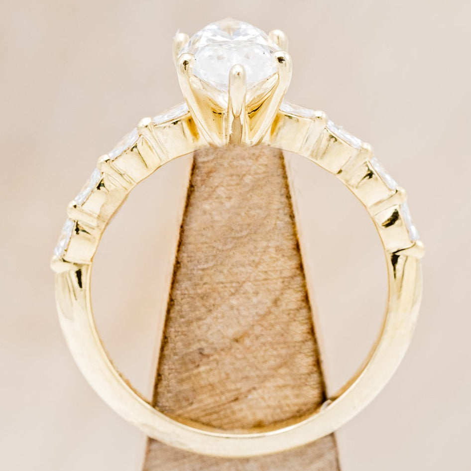 "ROMY" - MARQUISE CUT MOISSANITE ENGAGEMENT RING WITH DIAMOND ACCENTS-5