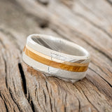 "ASHER" - BETHLEHEM OLIVE WOOD & A 14K GOLD INLAY WEDDING RING-5