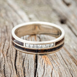 "TRIDENT" - SQUARE DIAMONDS & PATINA COPPER WEDDING BAND-3