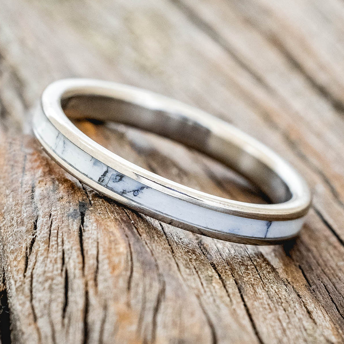 "ETERNA" - WHITE TURQUOISE TRUSTONE STACKING BAND-2