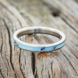 "HAVEN" - MATCHING SET OF TURQUOISE & BLACK MATRIX TRUSTONE WEDDING BANDS-7