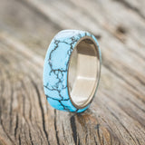 "HAVEN" - MATCHING SET OF TURQUOISE & BLACK MATRIX TRUSTONE WEDDING BANDS-2