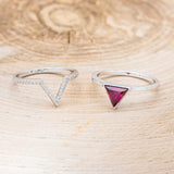 "JENNY FROM THE BLOCK" - TRIANGLE LAB-GROWN RUBY ENGAGEMENT RING WITH V-SHAPED DIAMOND BAND-6