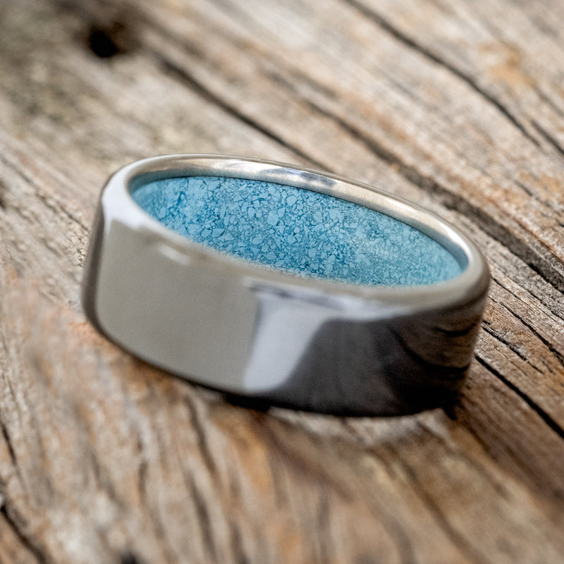 TURQUOISE LINED WEDDING BAND - READY TO SHIP