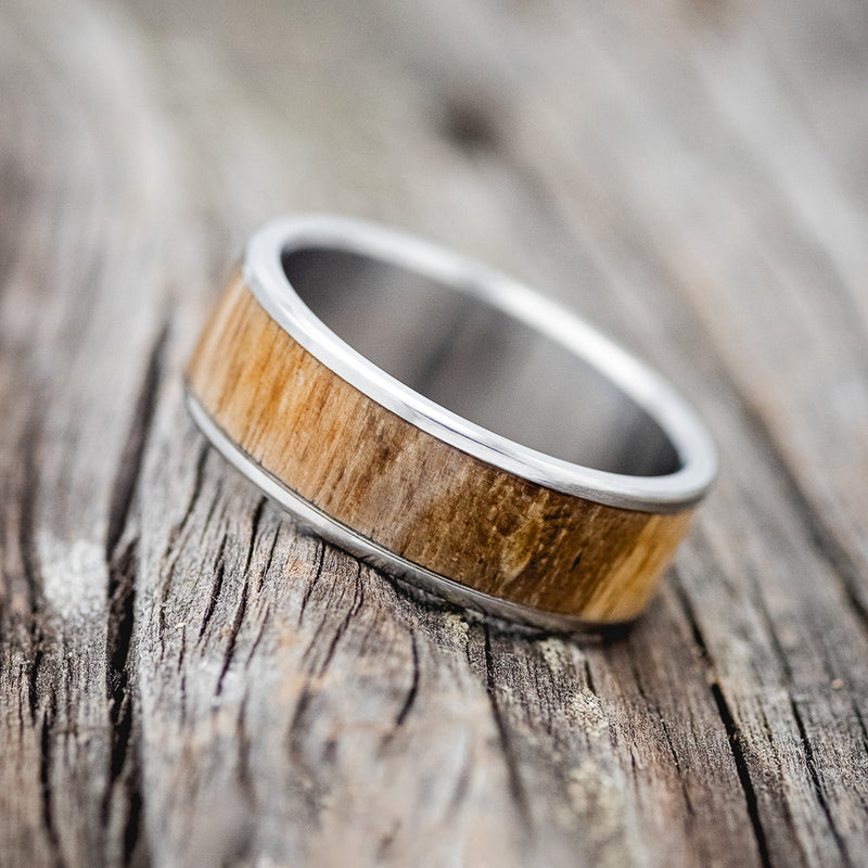 "RAINIER" - SPALTED MAPLE WOOD WEDDING BAND - TUNGSTEN - SIZE 9-2