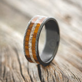 "RAINIER" - ANTLER & IRONWOOD WEDDING RING WITH HAMMERED FINISH - READY TO SHIP-4