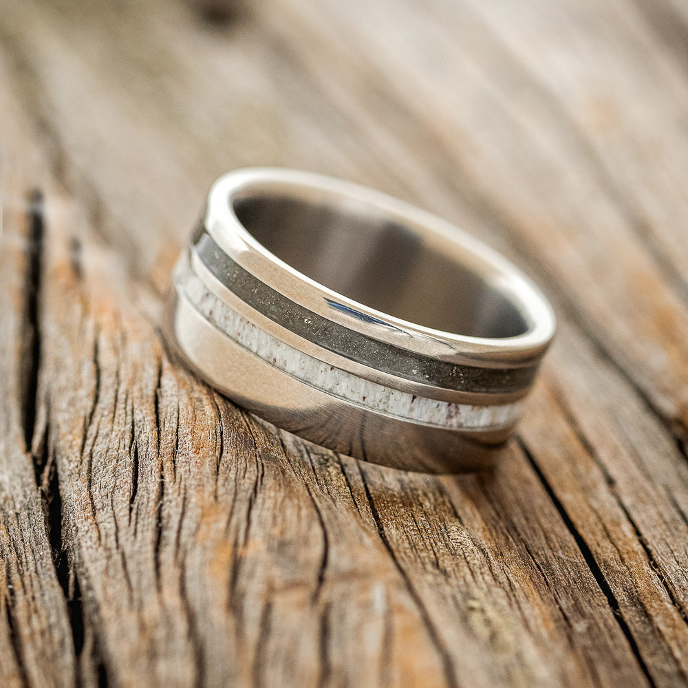 "COSMO" - PYRITE & ANTLER WEDDING RING-2