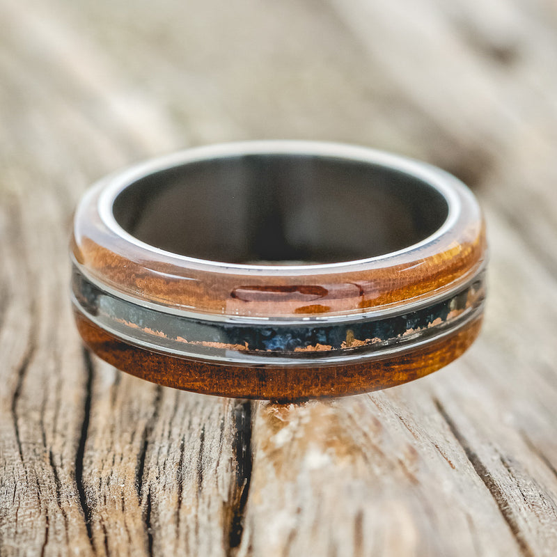 "GLEN" - IRONWOOD & PATINA COPPER WEDDING BAND - READY TO SHIP-6