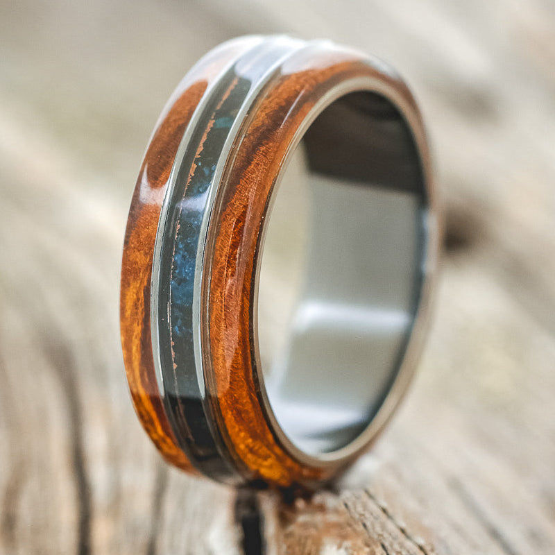"GLEN" - IRONWOOD & PATINA COPPER WEDDING BAND-4