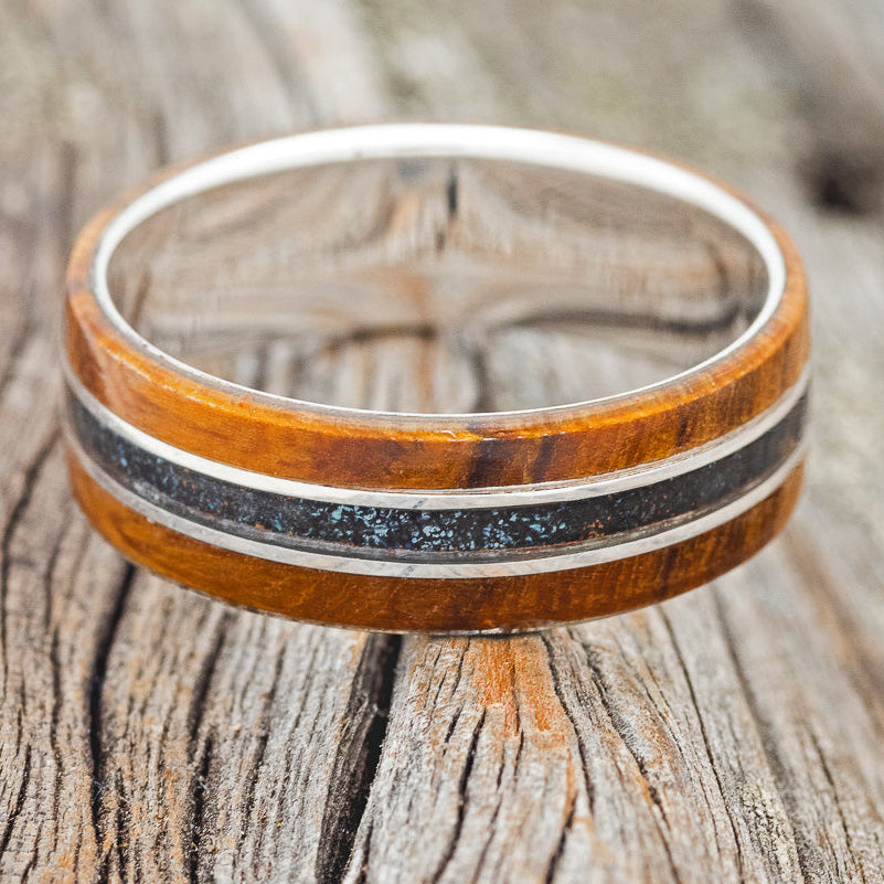 "GLEN" - IRONWOOD & PATINA COPPER WEDDING BAND-9