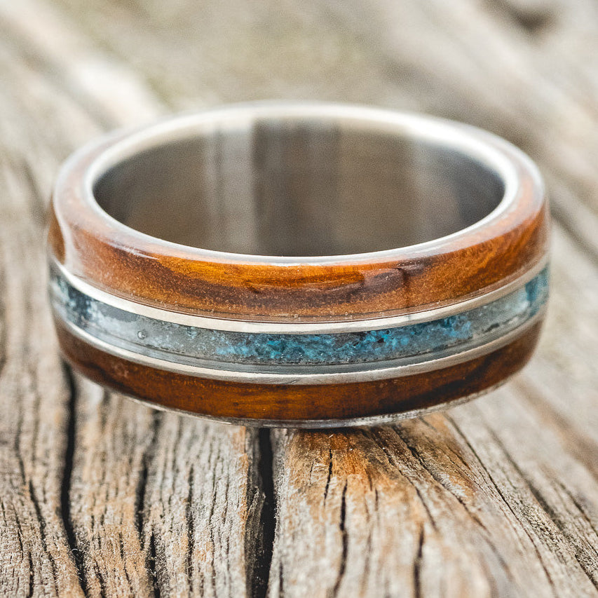 "GLEN" - IRONWOOD & PATINA COPPER WEDDING BAND-3